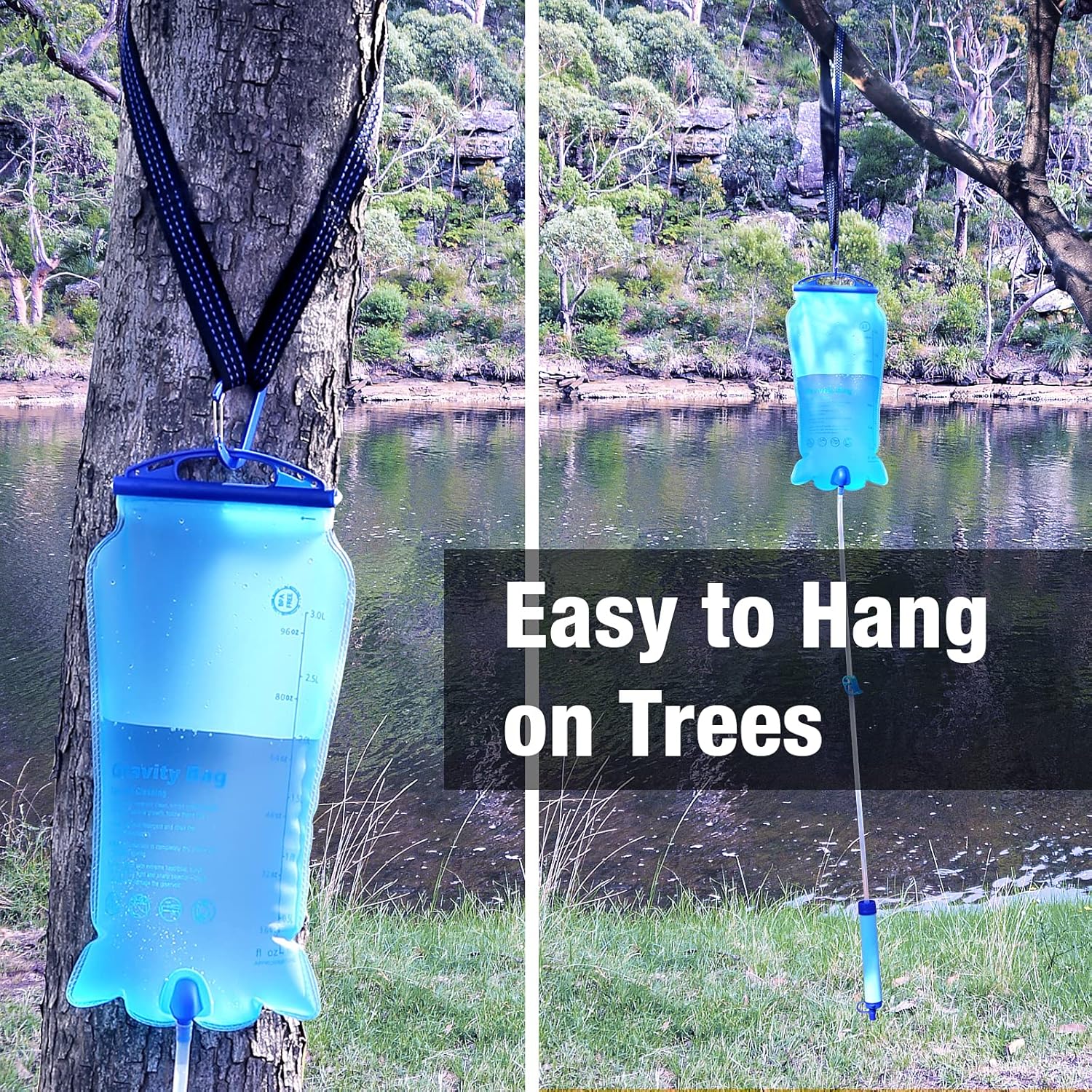 SimPure Gravity Water Filter, Portable Water Filter Survival with 3L Gravity-Fed Water Bag, Tree Strap, BPA Free Survival Gear and Equipment for Camping Hiking Emergency Preparedness : Sports & Outdoors