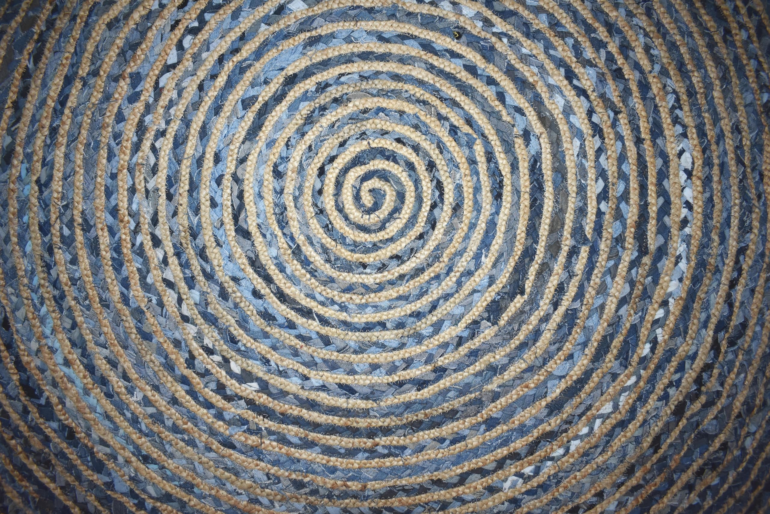 Dywan jutowy dżins, okrągły, ręcznie pleciony dywan do domu wiejskiego do salonu (150 x 150 cm)