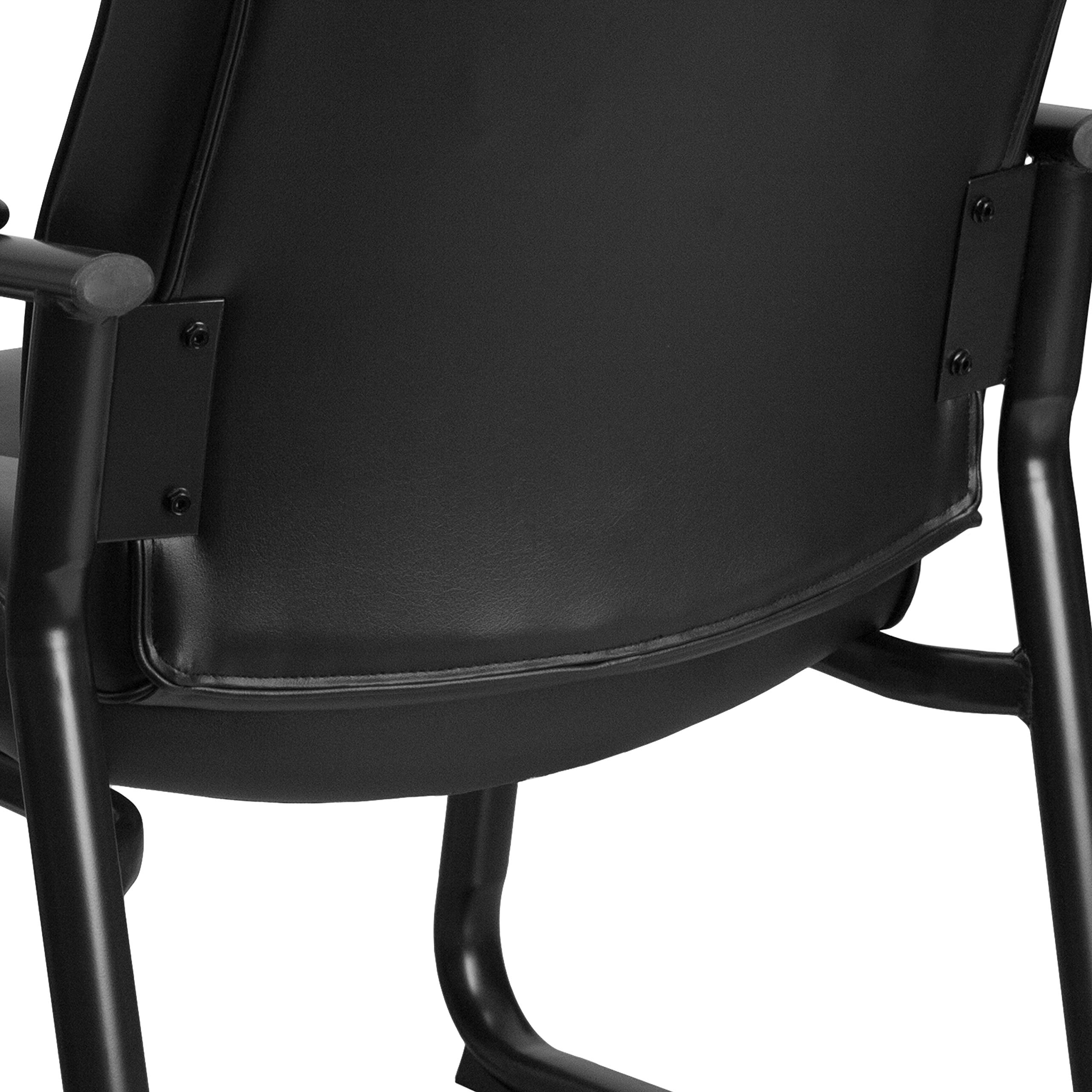 Flash Furniture Hercules Big and Tall Chefsessel für den Empfang mit Kufengestell, Leder, Metall, Schwarz, 75,6 x 62,9 x 44,5 cm