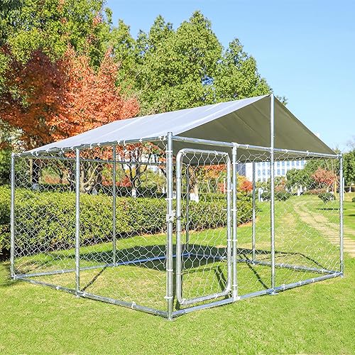 Miniatura 7 de LEISU Jaula de perro resistente al aire libre para mascotas, casa de alambre con cubierta resistente al agua para patio trasero o delantero