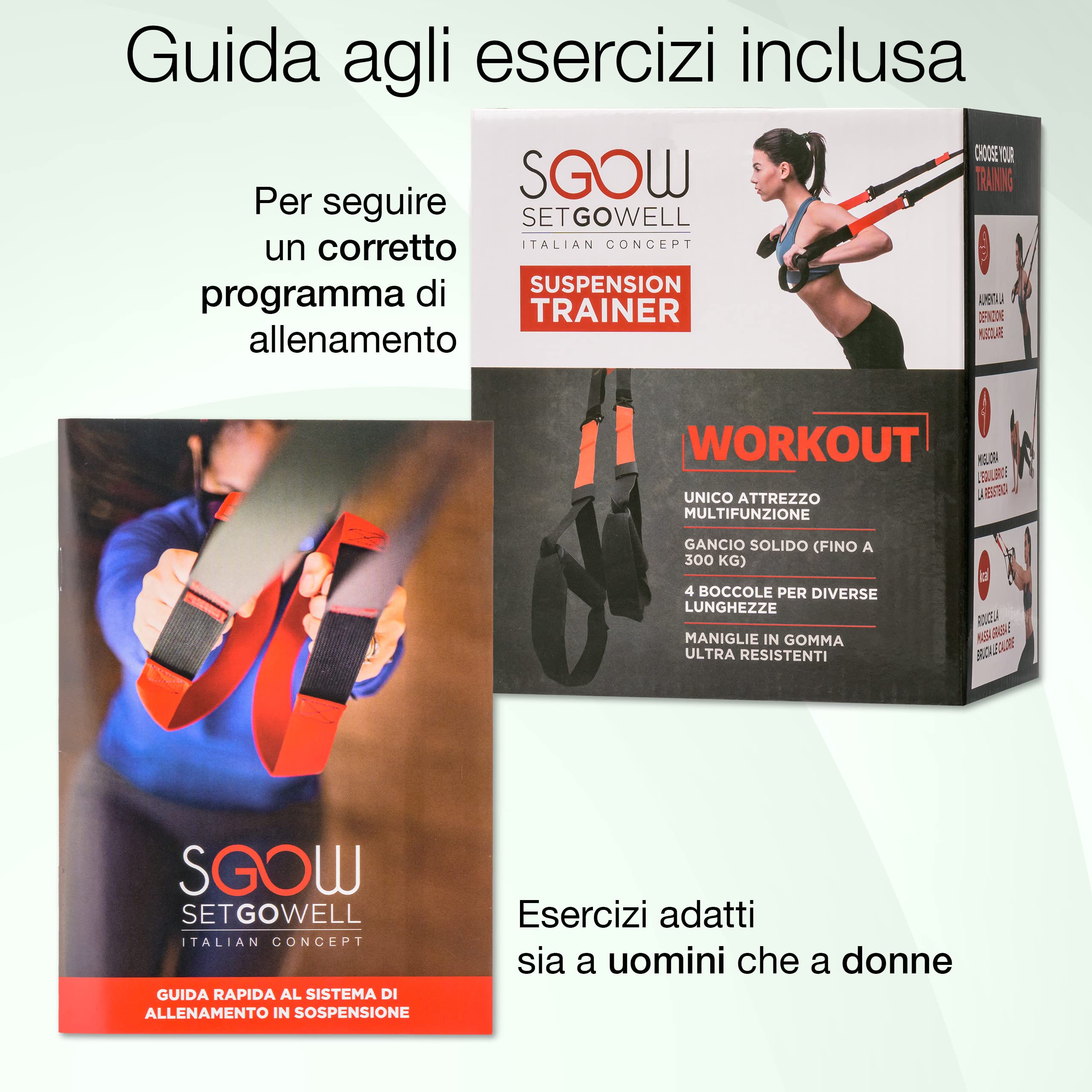 Setgowell – Entrenamiento en suspensión, fitness en casa, cables de entrenamiento, equipo de gimnasio, kit completo multifunción, bandas de resistencia, herramientas deportivas y gimnasia, rojo