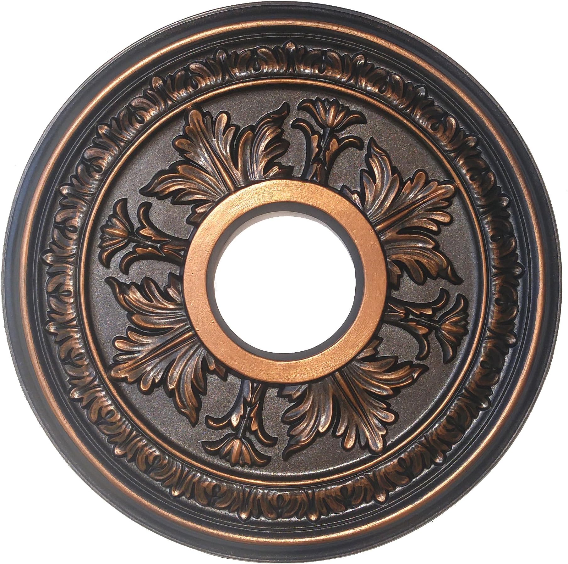 Hand Painted Decorative Ceiling Medallion Finished in Antique Bronze 15 3/8 Inch - Baltimore