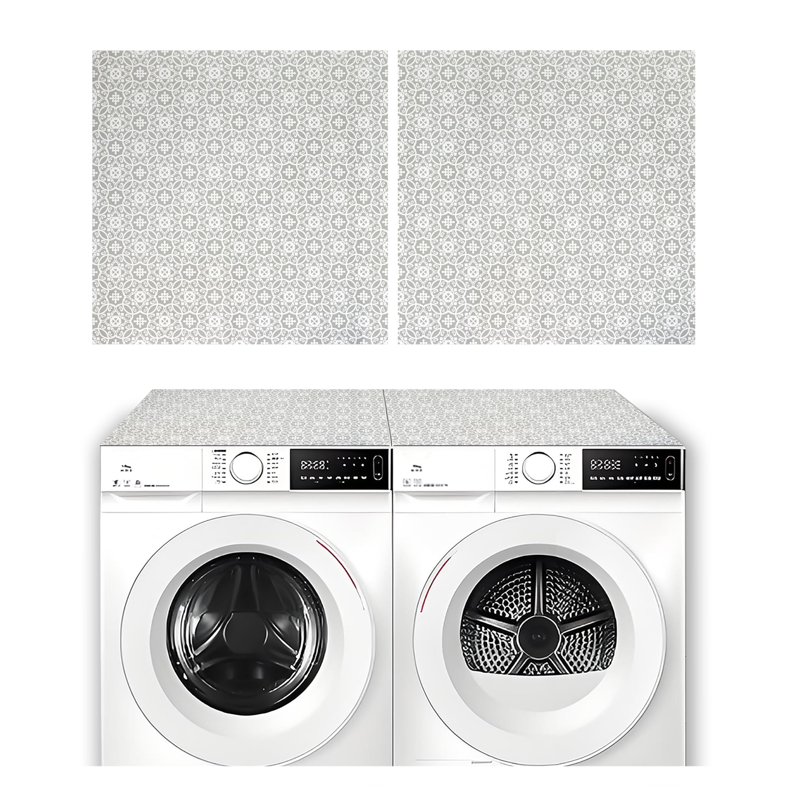 Washer and Dryer Covers for the Top 2PC Gray, 27"x27" Laundry Topper for Washer and Dryer Top Protector Mat Diatomite, Non Slip Dust Proof Quick Drying Washing Machine Cover Kitchen Laundry Room
