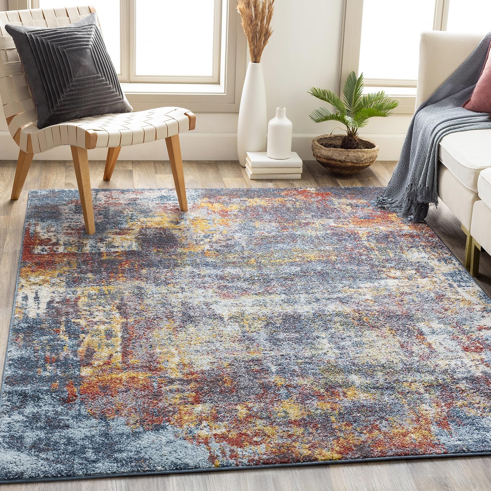 Livabliss Noa Miami Tapis 120x170 cm – Rouille, Poil Ras, Effet marbre