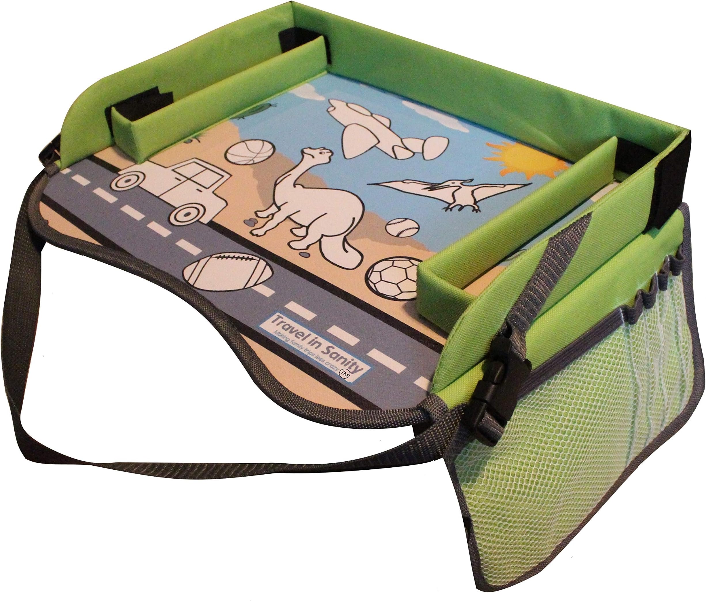 Kids Travel Tray for Car Seat | Perfect for Road Trip Games, Drawing Games or Travel Toys | Use as Car Seat Tray or Kids Lap Desk | Padded Sturdy Surface & Side Walls by Travel in Sanity