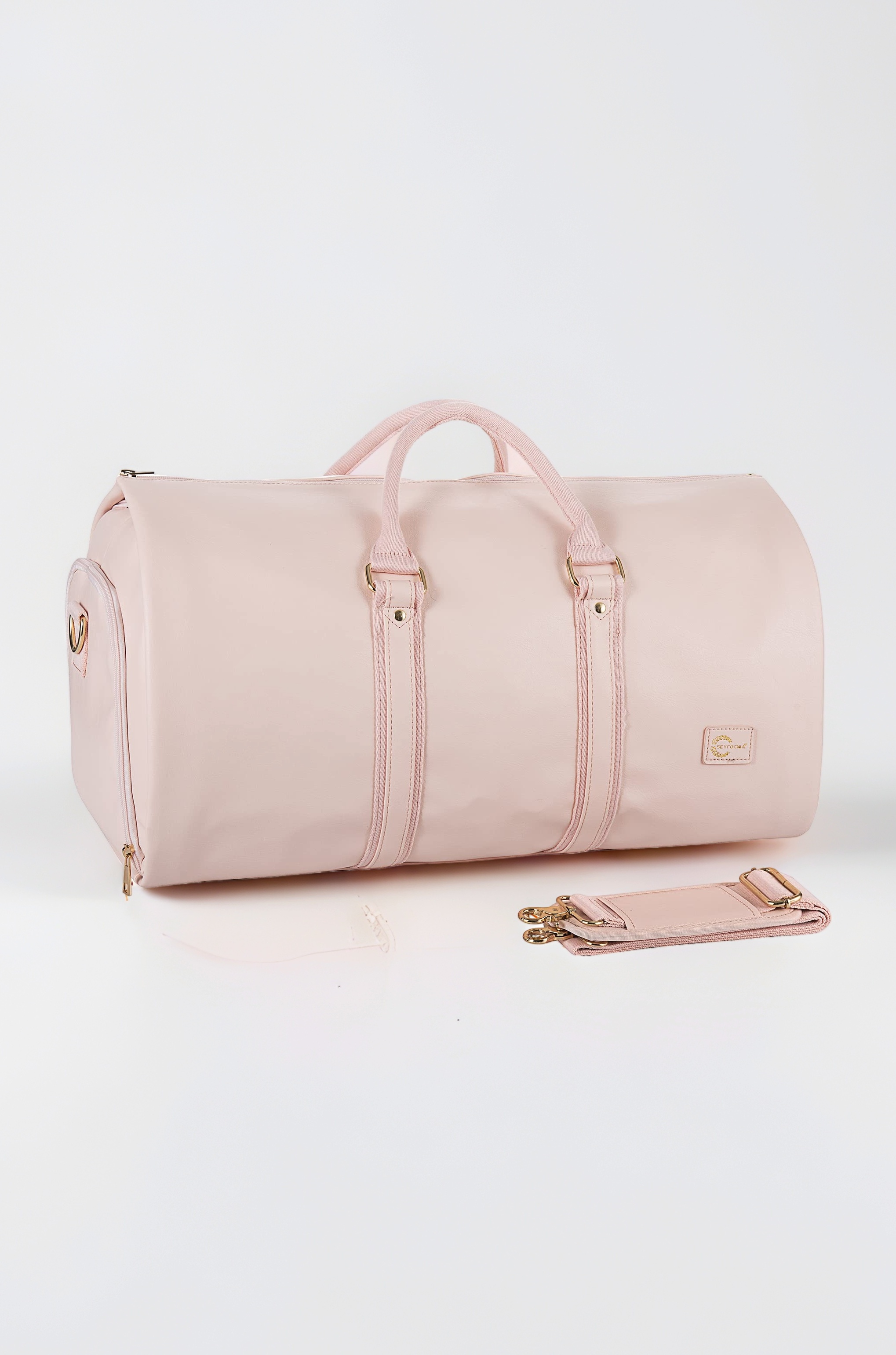 Convertible Carry on Garment Bag for Women,Leather Garment Bags for Travel with Shoe Pouch 2 in 1 Hanging Suitcase Suit Bag for Women Travel Bags for Women Duffle Bag Garment Bag Gifts, A1-Pink, 39L x