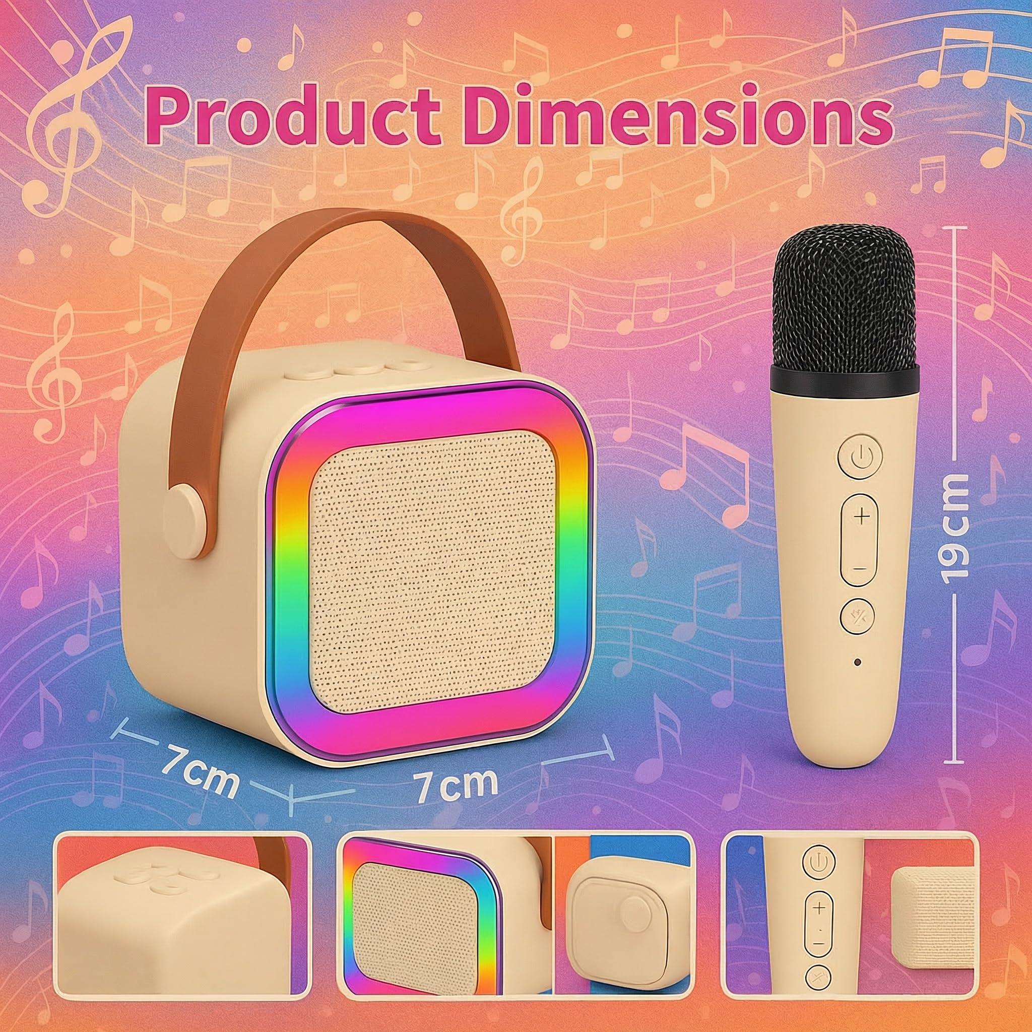 Karaoke con 2 microfoni senza fili. Karaoke portatile con altoparlante Bluetooth, luci LED e batteria ricaricabile. Giocattolo e regalo per bambini e adulti. Mini karaoke per bambini