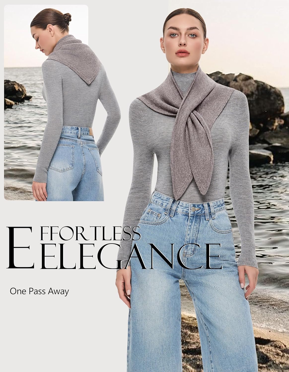 PULI Women's 100% Wool Triangle Scarf Neck Warmer Winter Fashion Accessories Gift Package - Image 3