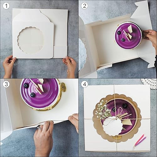 Miniatura 9 de mudrit Cajas para pasteles con ventana 10 cajas de panadería para pasteles, donas, brownies, tartas, pasteles y galletas de Navidad tamaño 10x10x5