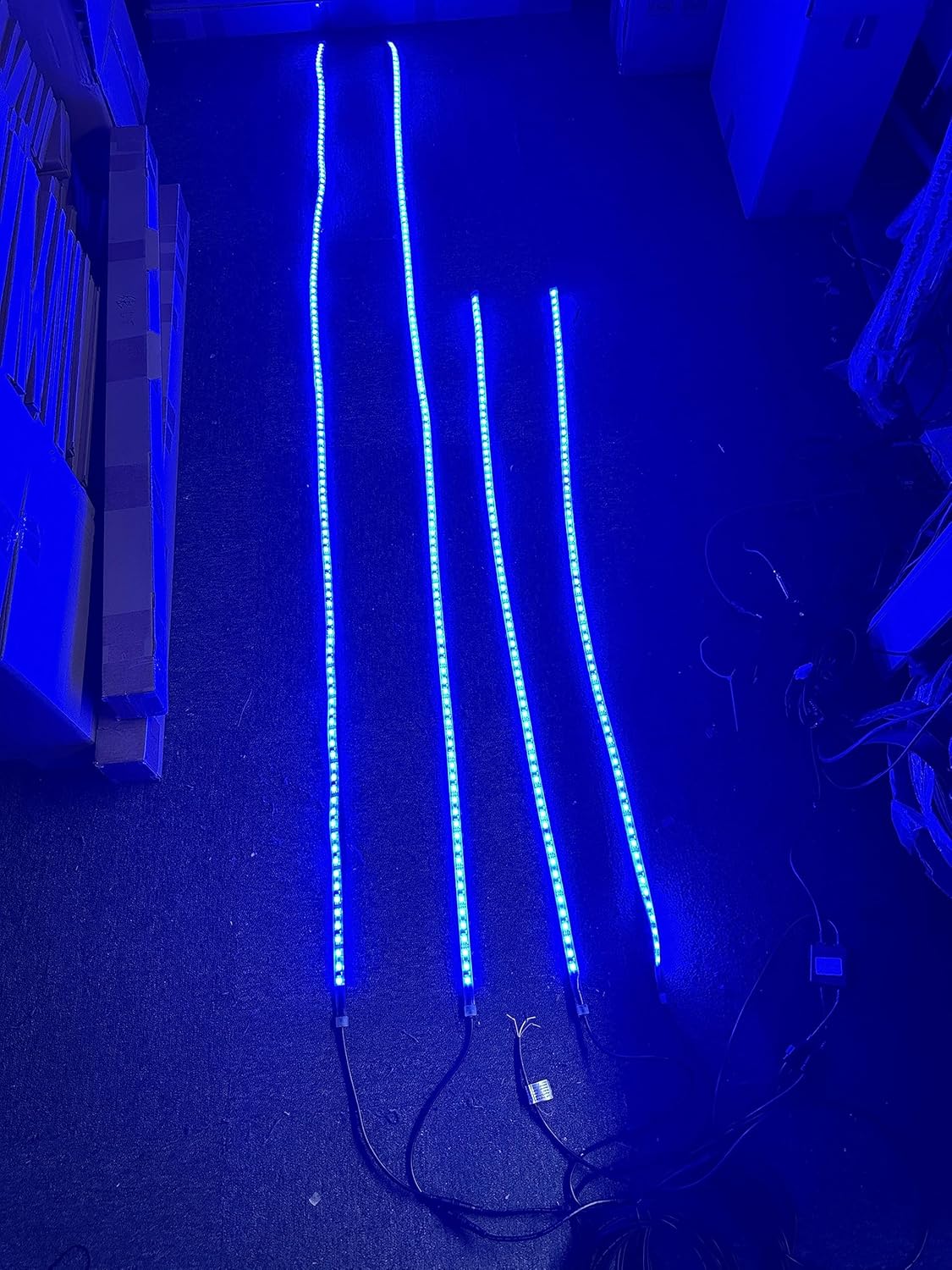 Sando Tech Dream Chasing Color Million Colors Shift Led Strip 2PCS 4Ft + 2PCS 6.5Ft Hood Grill LED Underglow Strip Light 4Plugs Sync Bluetooth/Remote Ctrl for Polaris Slingshot Car Truck