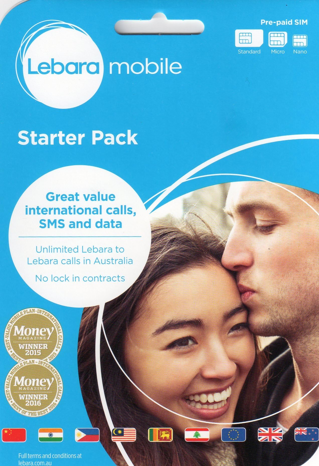 Australian/Australia Lebara Mobile (Vodafone) Prepay Pay as you go talk STANDARD/MICRO/NANO Size Sim Card Simcard