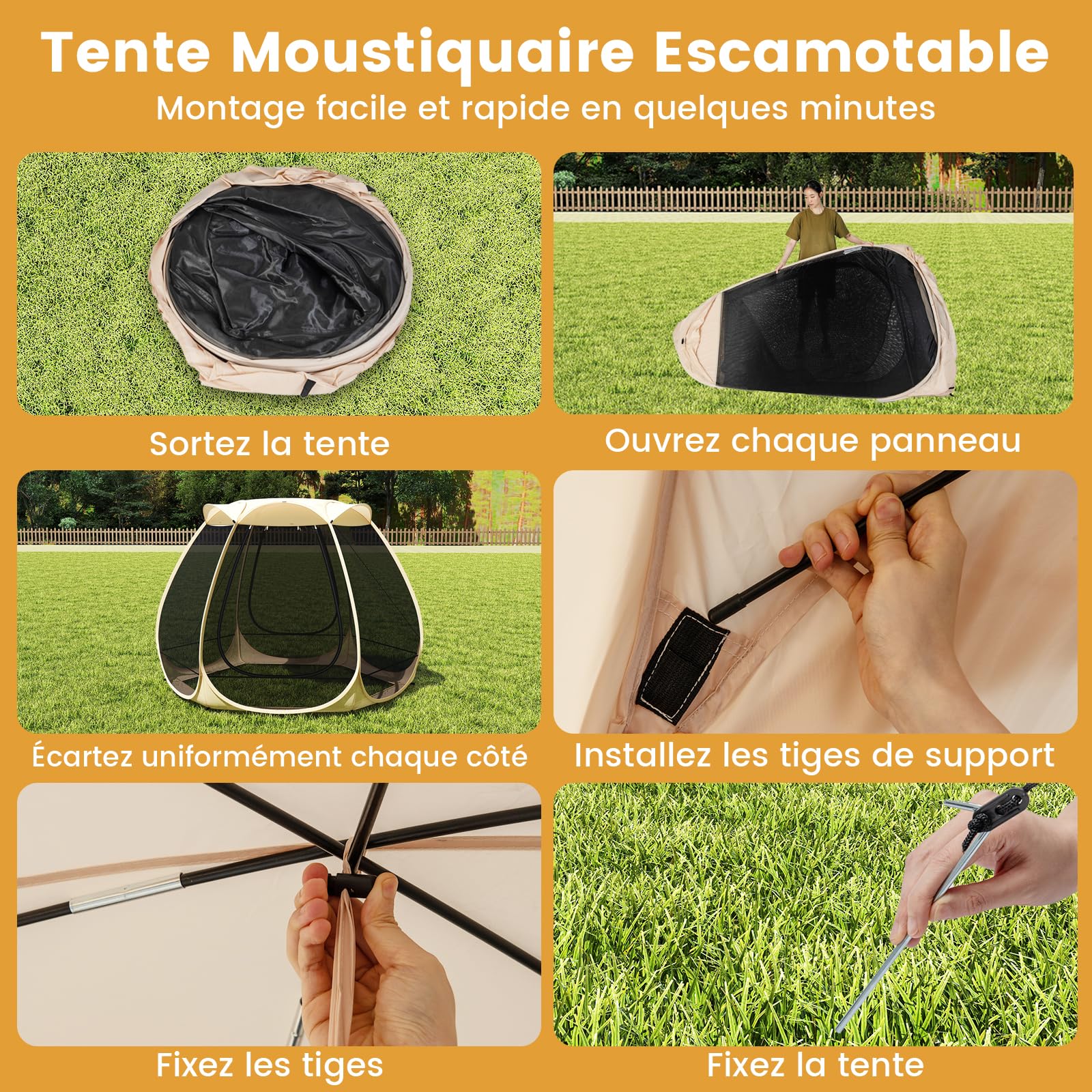 GYMAX Tente à Bulles de Jardin pour 4-6 Personnes avec Mousquetaire