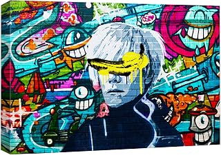 Canvas Print Wall Art Graffiti Street Art Style Andy Warhol Pop Culture Celebrities Digital Art Realism Bohemian Portrait Ultra for Living Room, Bedroom, Office - 16"x24"