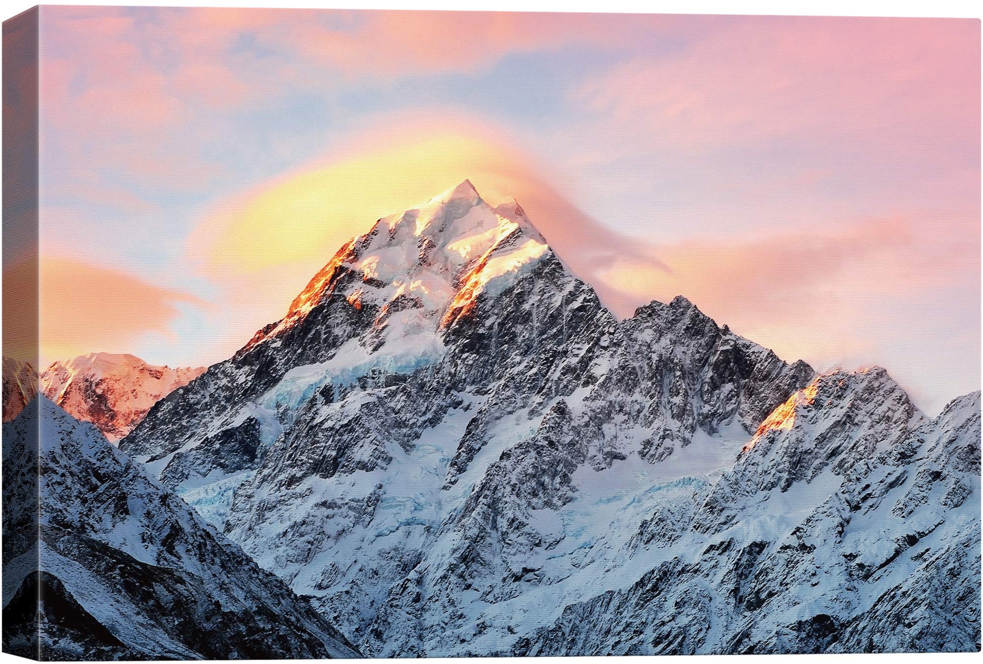 Amazon.com: SIGNWIN Canvas Wall Art Sunrise Behind Snowy Mountain
