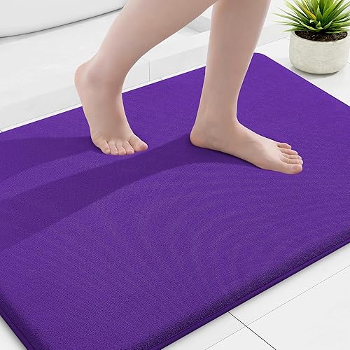 Miniatura 80 de Smiry Tapete de baño de espuma viscoelástica de 24 x 16 pulgadas, extra suave y absorbente, antideslizante, lavable para suelo, ducha y bañera,