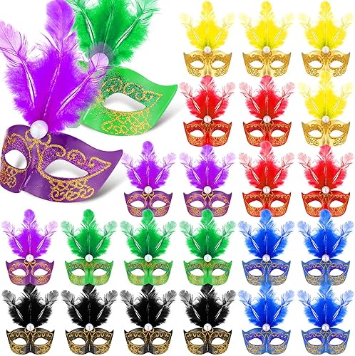 24 mini máscaras para mascarada mini máscara pequeña para mascarada decoración de fiesta de Mardi Gras