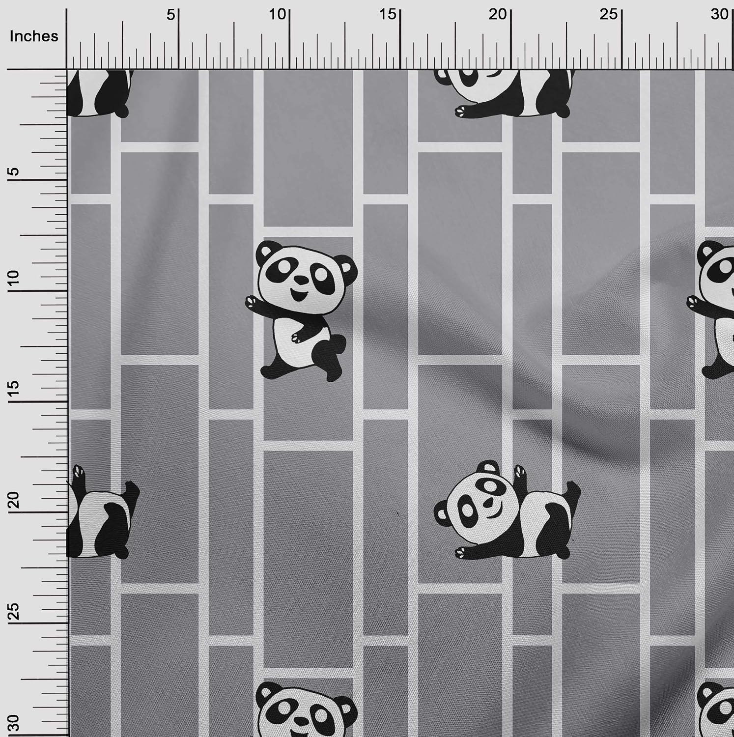 oneOone Viscose Chiffon Gray2 Fabric Panda Animal Fabric for Sewing Printed Craft Fabric by The Yard 42 Inch Wide
