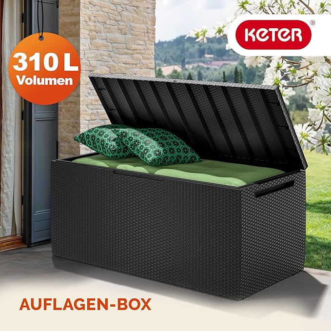 Deuba Keter Box Contenitore Marvel Plus 220kg in Rattan con Maniglie Smart Click System Cassapanca da Giardino Esterno