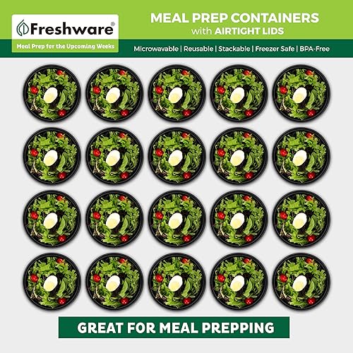 Miniatura 3 de Freshware Meal Prep Bowl Containers 30 Pack Plastic Bowls with Lids for Soup and Salad Food Storage Bento Box BPA Free Stackable Lunch Boxes