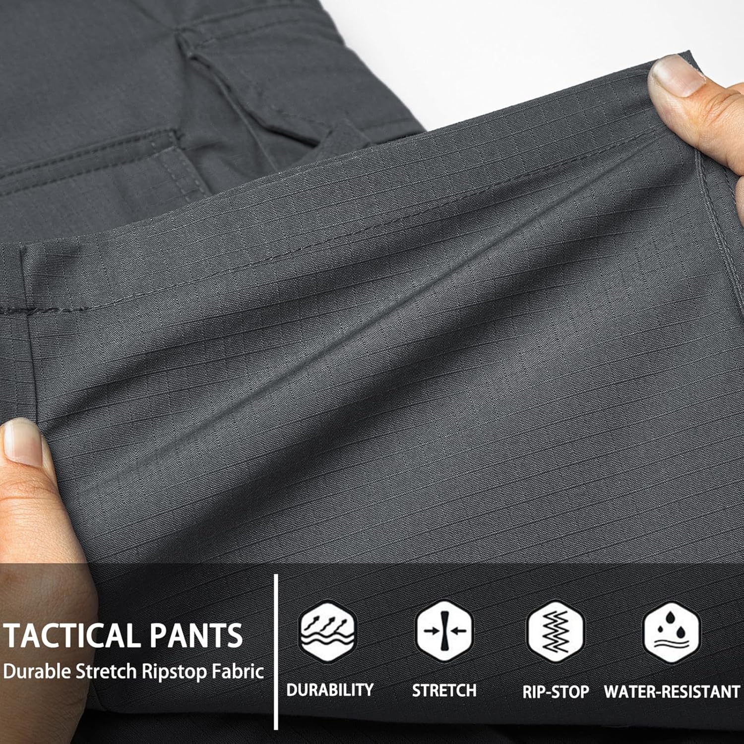 Men's Stretch Tactical Pants Water Resistant Ripstop Cargo Pants Outdoor Lightweight EDC Work Hiking Pants - Image 5