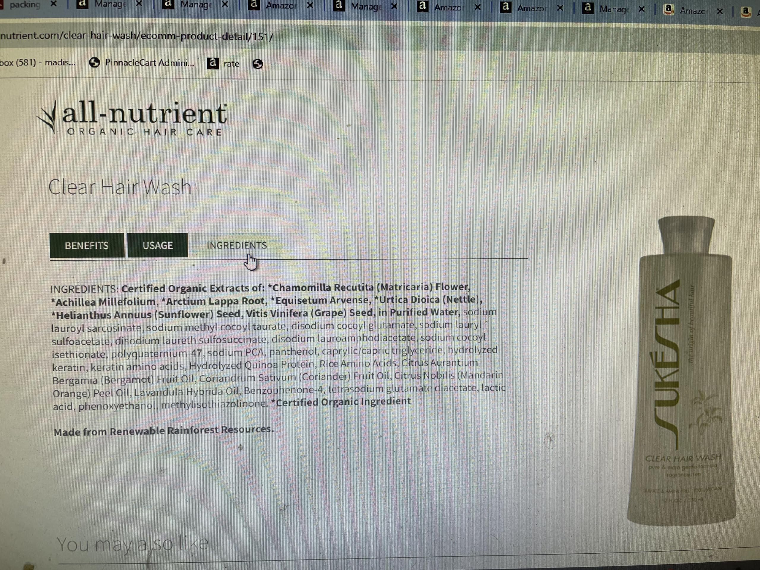 Sukesha Clear Hair Wash 12 Oz