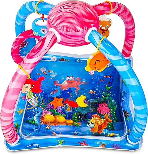 Splashinkids Tapete de juego de agua para bebé centro de actividad gimnasio tiempo de abdomen juguetes para bebés juguetes sensoriales para niños