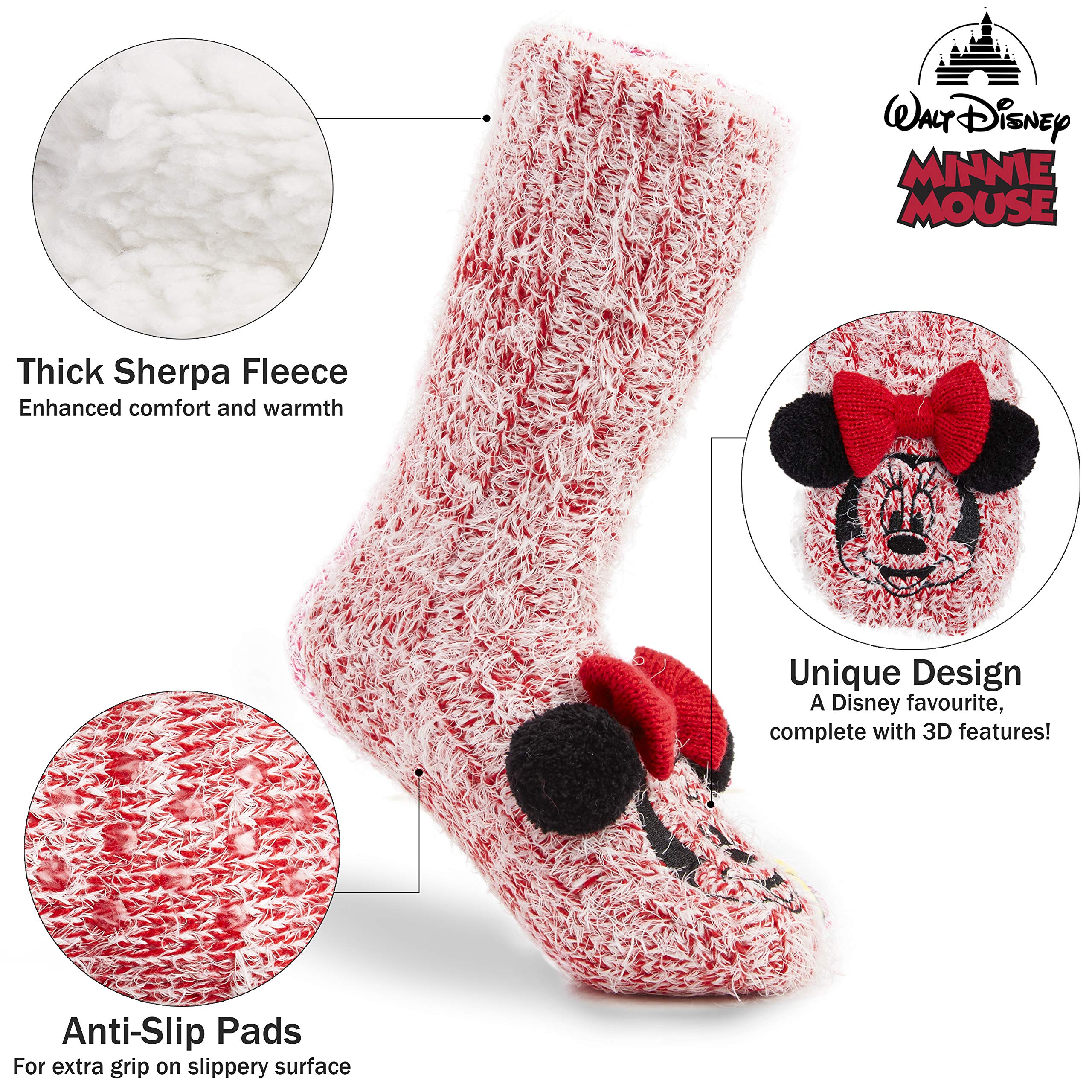 Disney Calze a Pantofola da Donna - Calzini Antiscivolo Donna in Caldo Pile - Idea Regalo Stitch Mickey Minnie