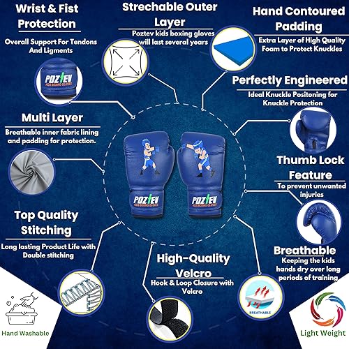 Miniatura 2 de Guantes de boxeo juveniles para niños, ideales para boxeo, kickboxing, Muay Thai, UFC, MMA - Guantes de boxeo pesados para principiantes y niños