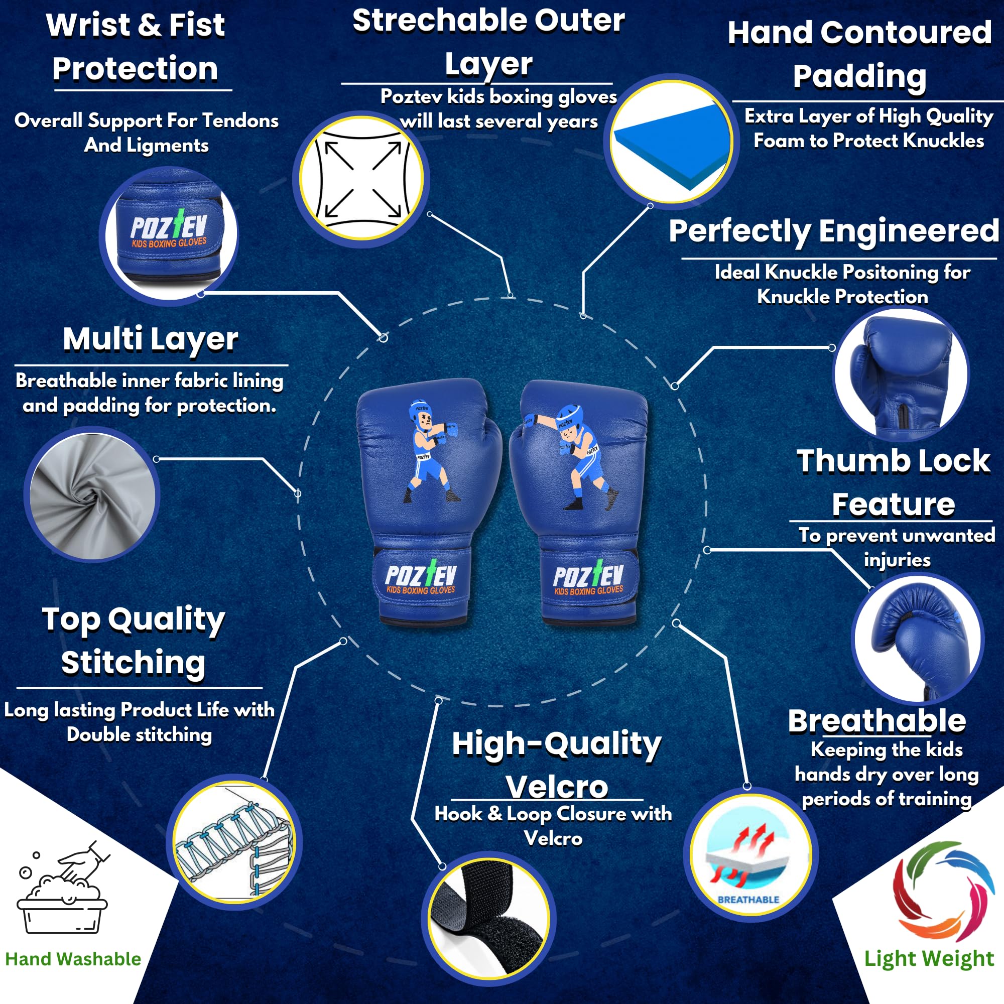 Youth Boxing Gloves for Kids Ideal for Boxing, Kickboxing, Muay Thai, UFC, MMA - Beginner Junior Heavy Punching Bag Gloves for Children Sparring Training Martial Arts Mitts