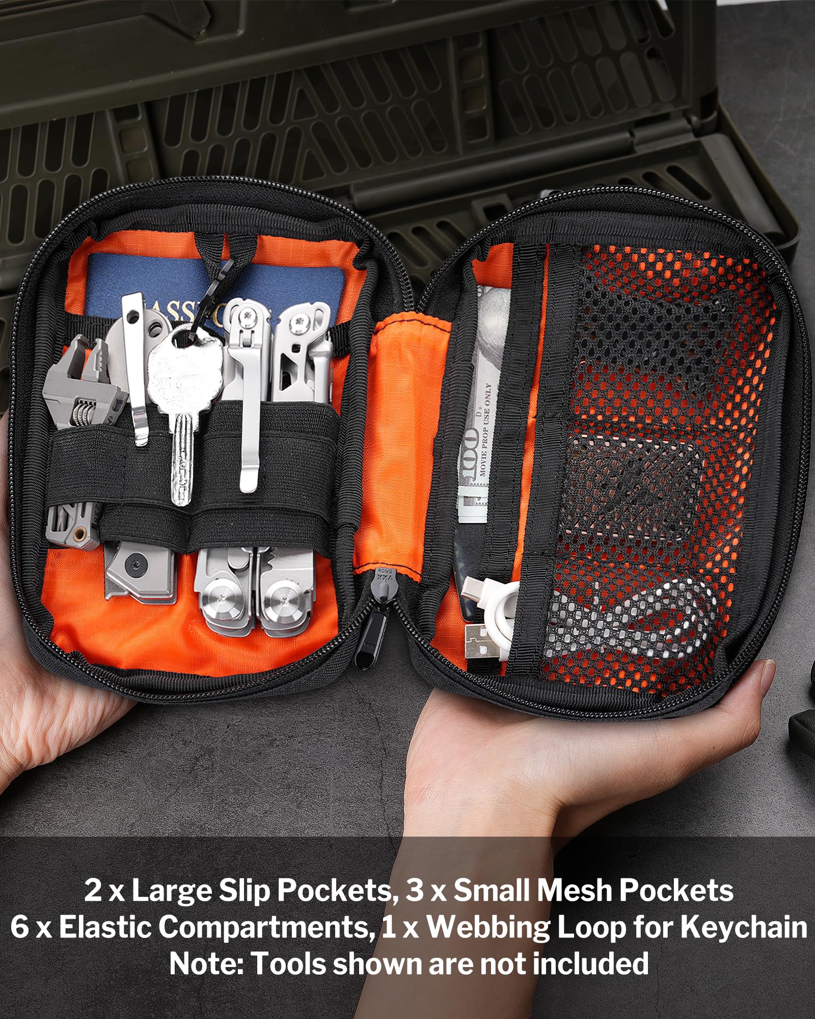VIPERADE VE32 EDC woreczek z miejscem na naszywkę, organizer kieszonkowy Molle do codziennego noszenia, mała saszetka na pasek na multitool dla mężczyzn, Czarny, 6.29'' x 4.33'' x 1.18'', Etui