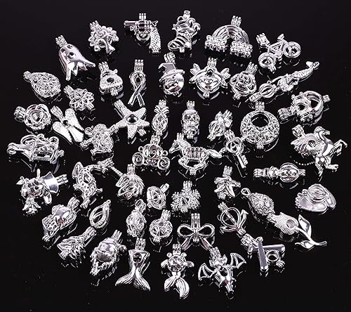 Miniatura 3 de 40pcs Mezcla de Tonos de Acero Inoxidable Aleación de Cuentas Jaula Colgante Deseo Perlas de Lava Piedras Perfume Aceites Esenciales Aroma Difusión