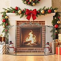 Vista 6 de WICHEMI Pantalla de Chimenea de 3 Paneles Plegable Pantallas de Chimenea 50.4 x 32.3 Pulgadas Metal Protectores de Chimenea Cubierta de Malla Prueba