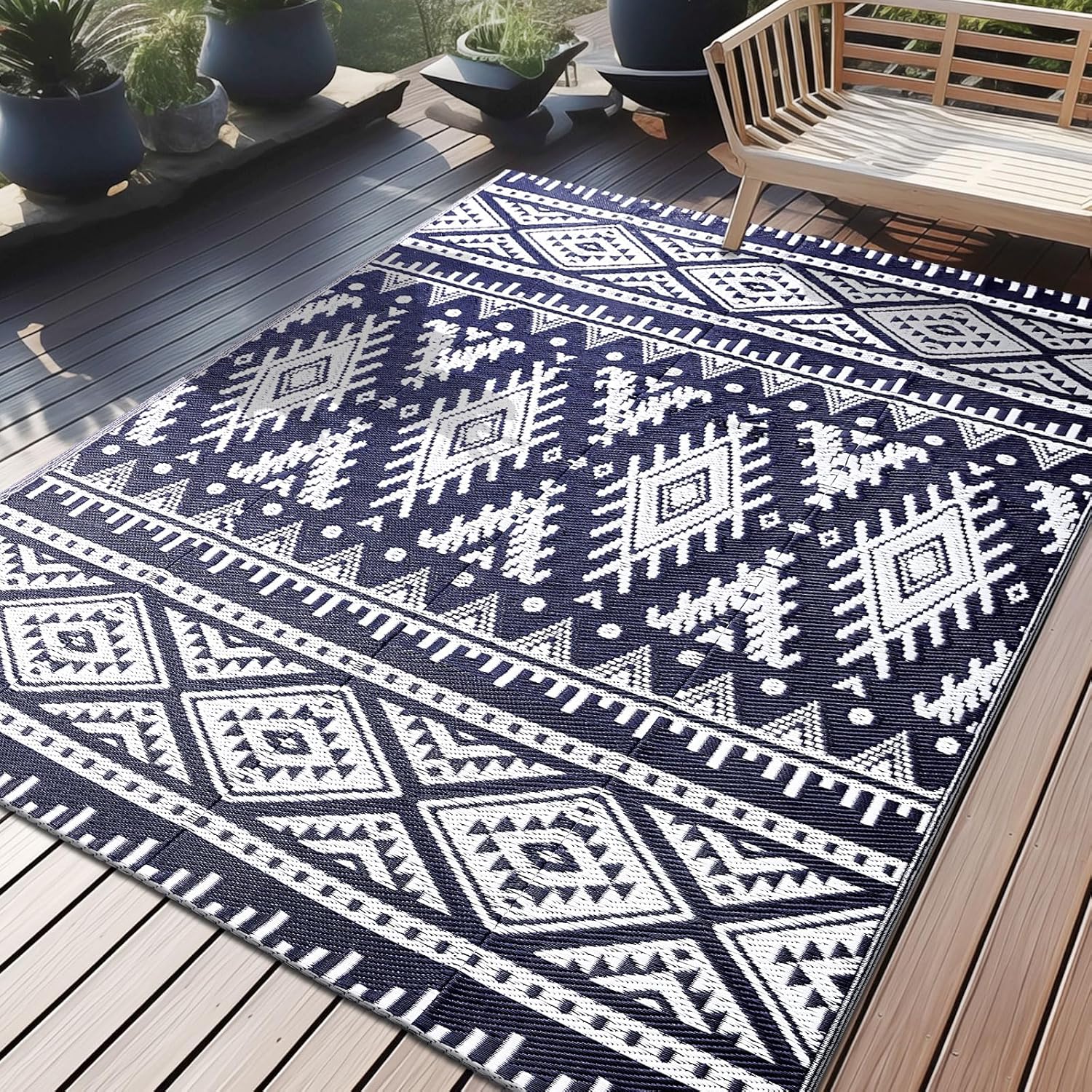 Amazon.com: OLANLY Outdoor Rug Waterproof 5x8 ft, Reversible Outdoor ...