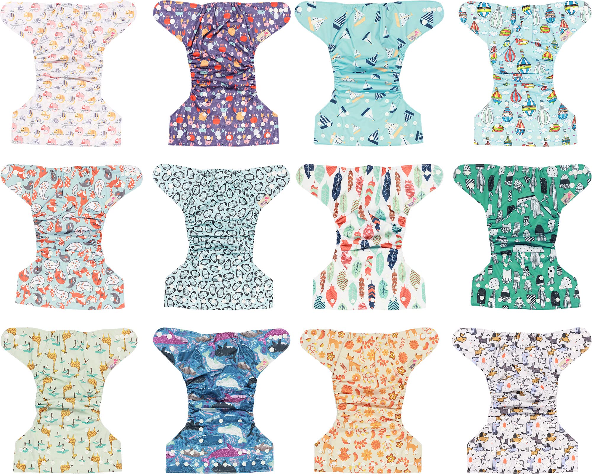 Littles and Bloomz FLP2-1202 Windeln, wiederverwendbar, Standard-Popper, 12 Windeln