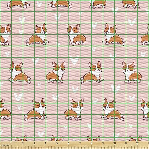 Miniatura 136 de Ambesonne Tela Geométrica por Yarda, Diseño Monocromo Patrón Abstracto de Líneas Continuas sobre Fondo Liso, Tela de Punto Elástico para Ropa