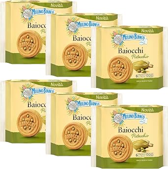 MULINO BIANCO Baiocchi Pistachio - Pistachio Filled Biscuits 168g x 6 parcels