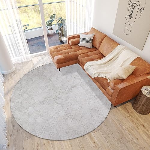 Addison Rugs Laredo ALR35 - Alfombra redonda para interior y exterior, fácil de limpiar, lavable a máquina, no se desprende, para dormitorio,