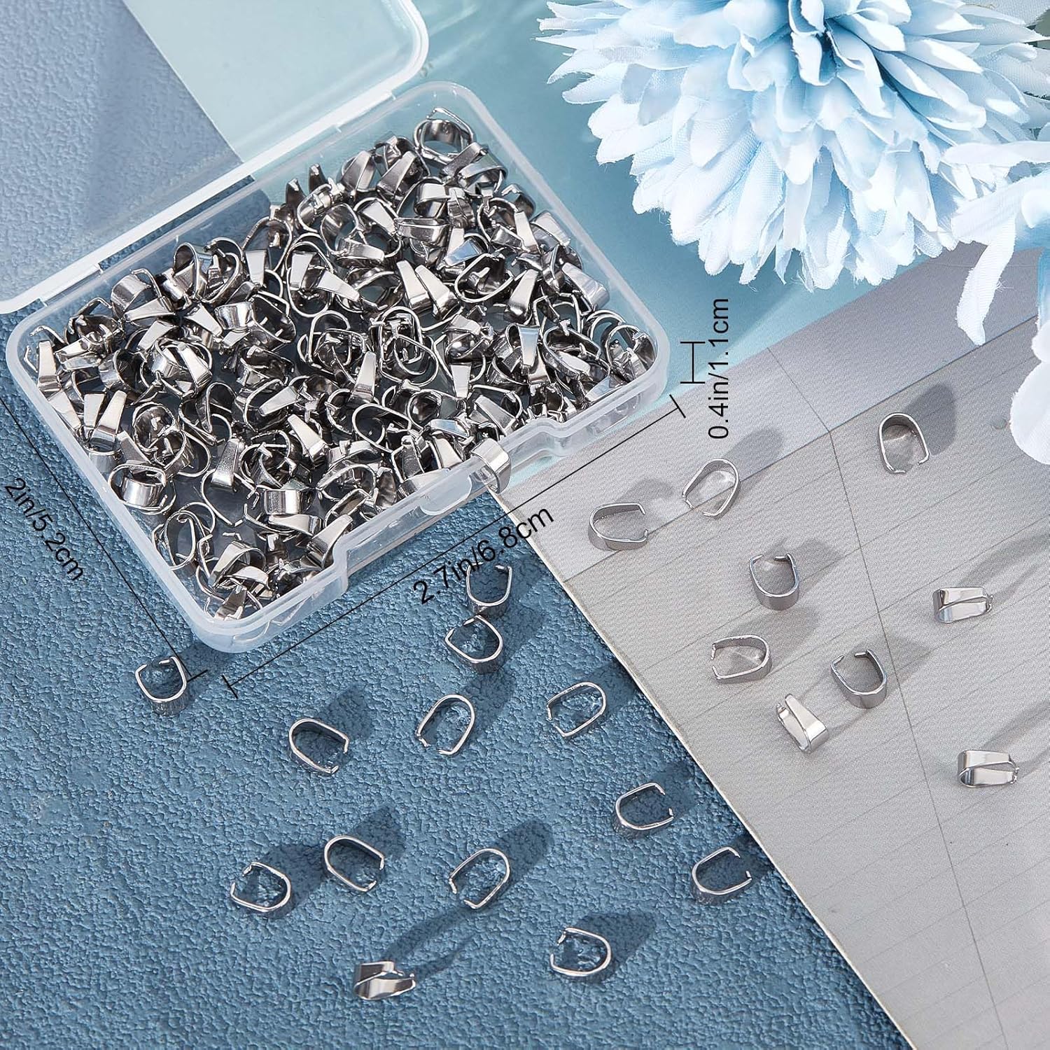CREATCABIN 240Pcs Stainless Steel Snap on Bails Hook Pendant Clasps Claw Pinch Clips Bail Bulk Charms Connectors for Neckalce Choker Jewelry Findings DIY Craft Making Accessories Silver 7 x 6.5 mm - Image 7