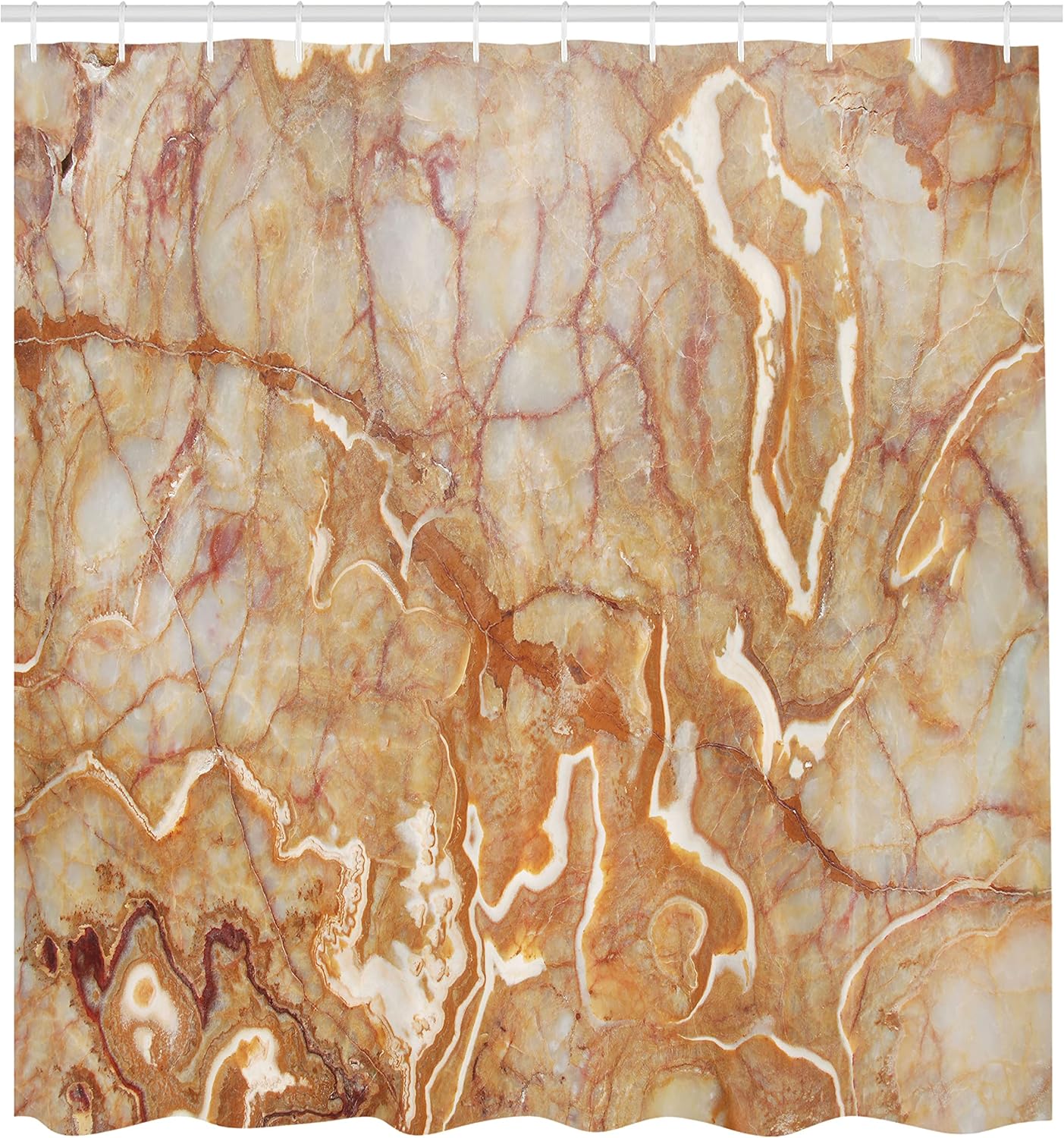 Ambesonne Marble Shower Curtain, Different Version of Onyx Textured Stone Background Curved Veins Digital Image, Cloth Fabric Bathroom Decor Set with Hooks, 69" W x 75" L, Burnt Orange