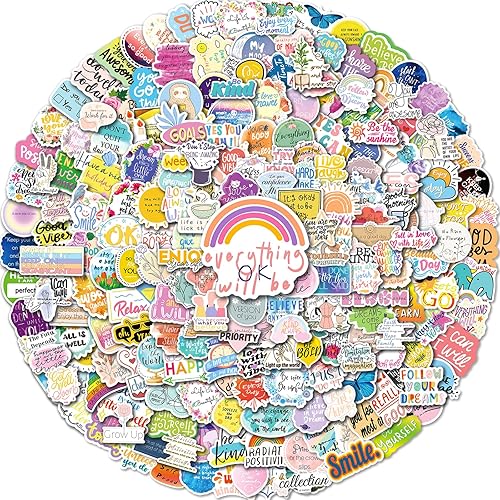 Calcomanías con citas inspiradoras, 400 unidades de calcomanías motivacionales impermeables para botellas de agua, laptops, libros, patinetas,