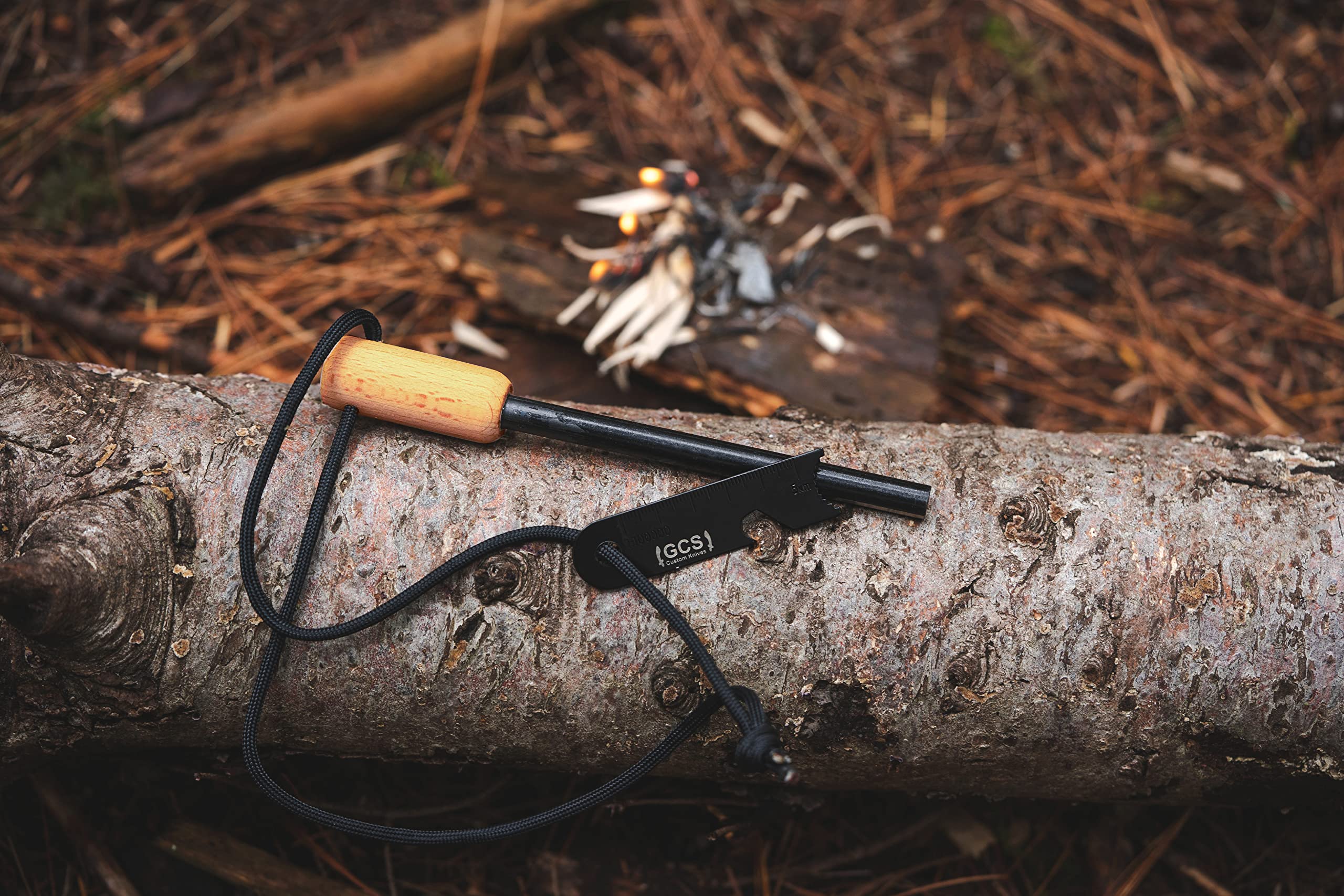 GCS Powerful Fire Starter Flint Steel 9.5 mm - Soft Magnesium Fire Starter XXL - Extremely Strong and Hot Spark 12,000-20,000 Strikes Multiuse Bushcraft, Survival, Perfect Outdoor Partner