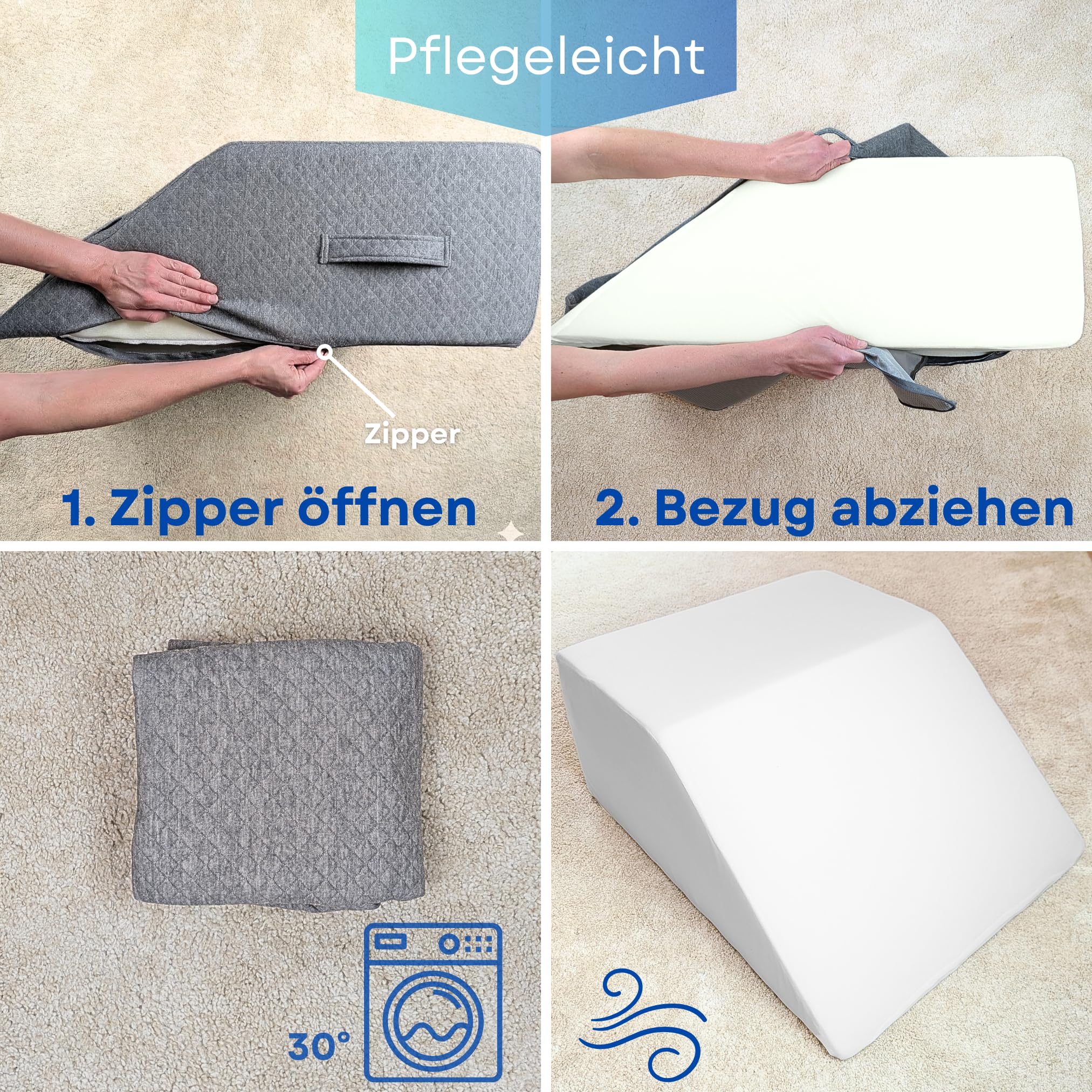 Hohes Venenkissen Beinhochlagerungskissen S-M L XL Keilkissen müde schwere Beine Wedge Pillow