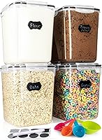 Storeganize 5.3L Airtight Flour Sugar Rice Storage Containers (4 Pack) - Large Kitchen Pantry Canisters with Lids, Scoops & Labels