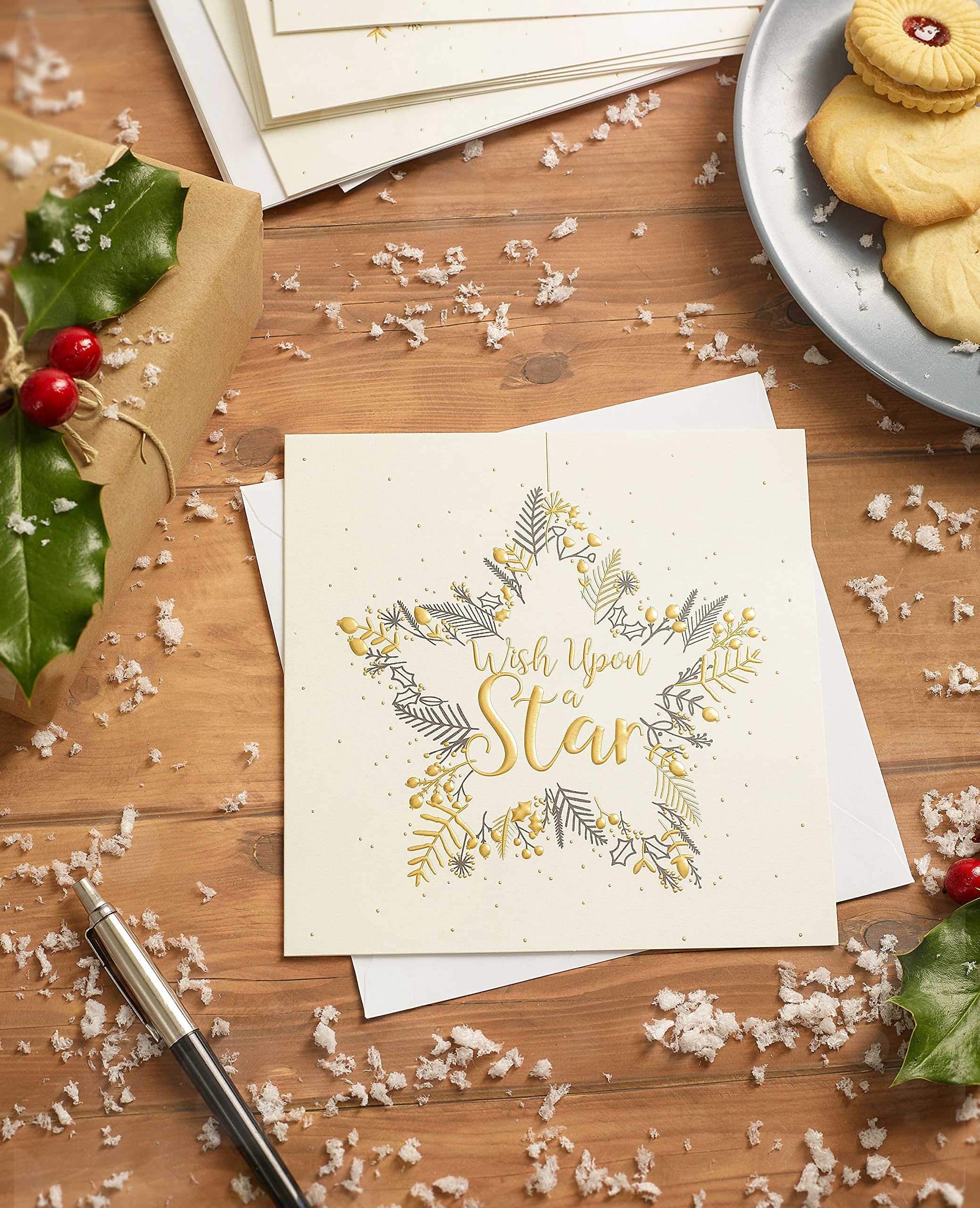 Pack of 8 Wish Upon A Star RSPCA Charity Christmas Cards Xmas Cards, Gold, 11mm x 163mm - Image 2