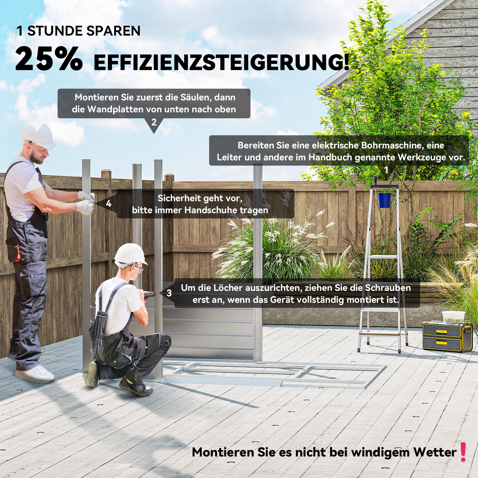 Outsunny Verzinkter Stahl Gerätehaus 2,43㎡ 213x131x192cm Geräteschuppen mit Satteldach, Schiebetür, wetterfest Gartenhaus Grau