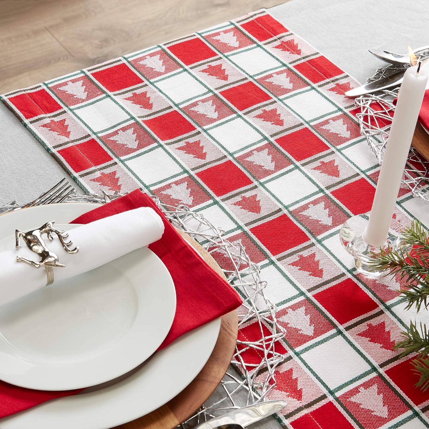 Best Deal DII Red & White Check with Christmas Tree 100% Cotton Table Runner, Machine Washable for Holiday Gatherings, Dinner Parties, & Christmas (14x72) Best Cyber Deals π₯ DII Red & White Check with Christmas Tree 100% Cotton Table Runner, Machine Washable for Holiday Gatherings, Dinner Parties, & Christmas (14x72)