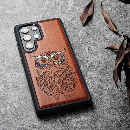 Miniatura 9 de Carveit Funda de madera de diseño para Samsung Galaxy S22 Ultra grabado de madera e incrustaciones de carcasa Funda única de madera compatible con