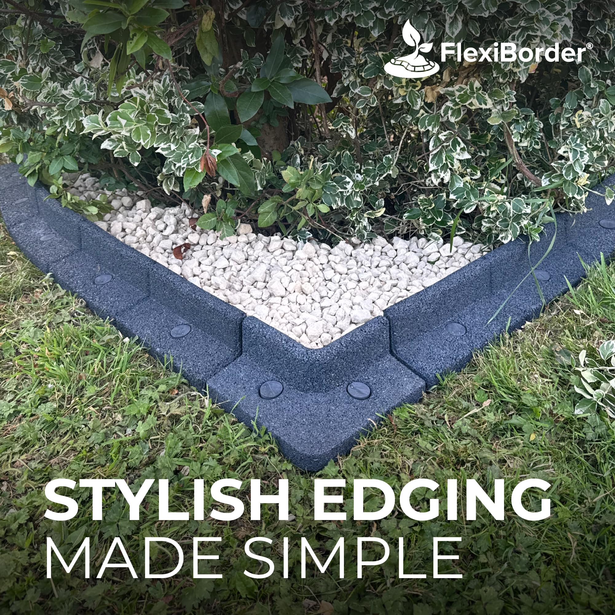 FlexiBorder 2 x 90 Degree Outside Corner Grey, Rubber Lawn Edging Border, Garden Edging Border for Grass Lawns - Image 2