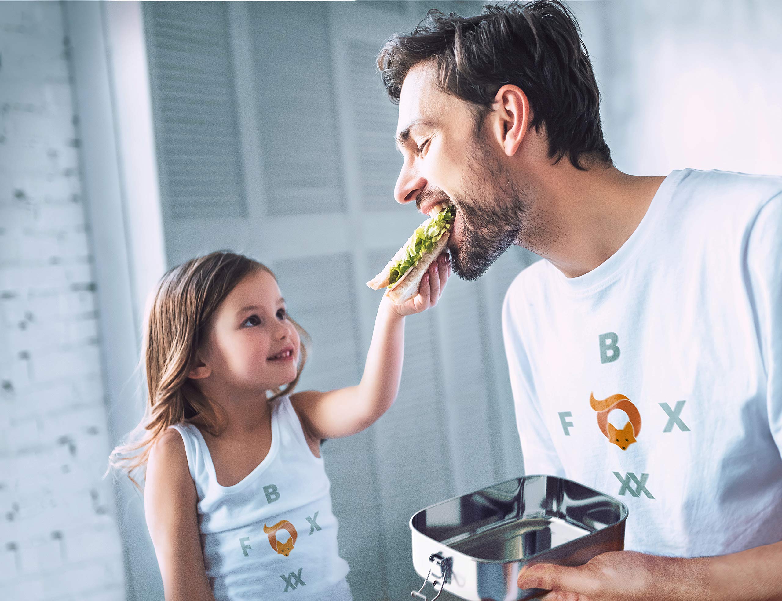 FOXBOXX SCHULE Kinder-Set – ÖKO Lunchbox Edelstahl + FOX Trinkflasche isoliert + Bürste – auslaufsicher, BPA-frei (panna cotta 500ml, 800ml)