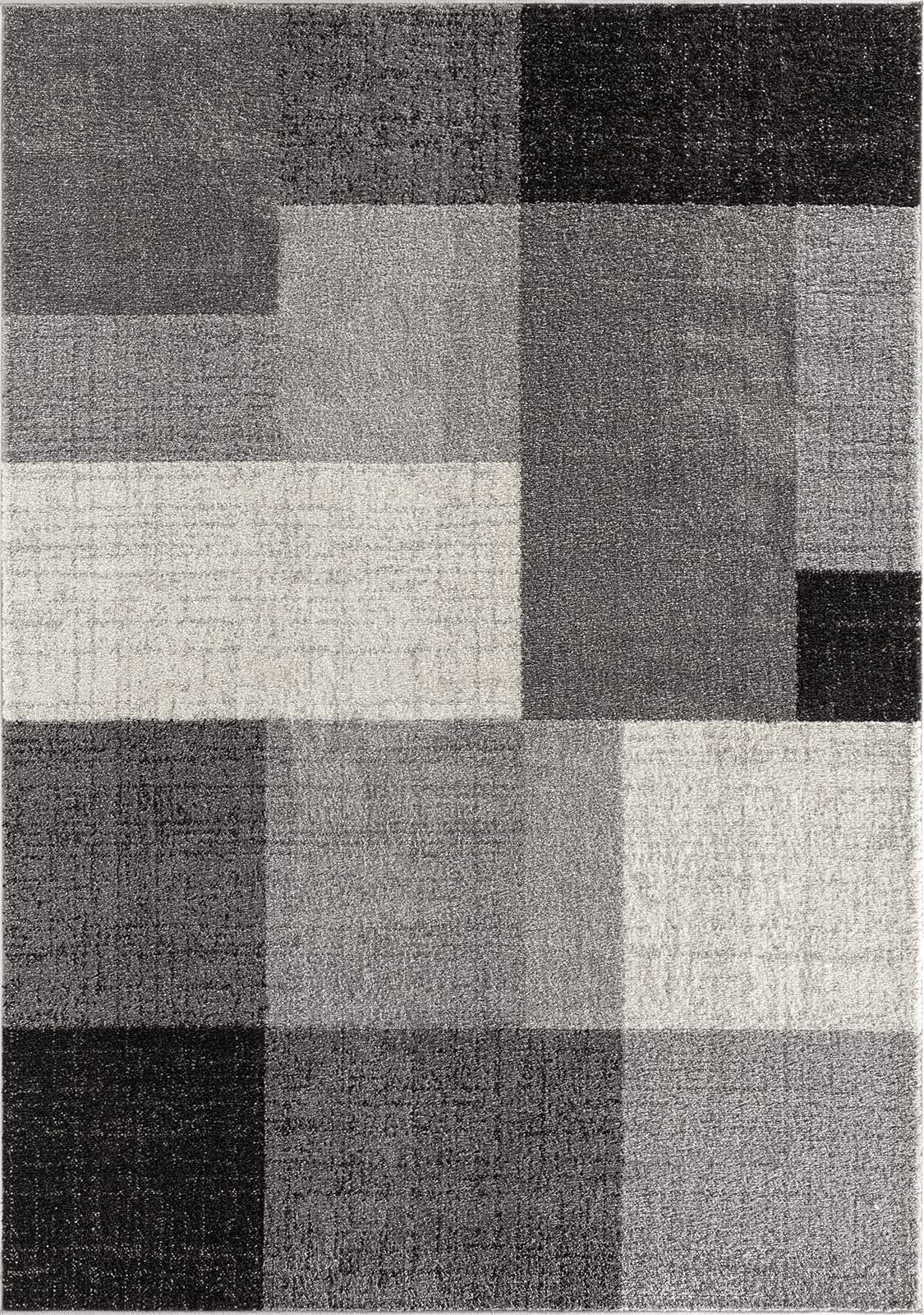 the carpet Pearl - Alfombra Moderna de Pelo Corto denso para salón Dormitorio, Corte de Contorno, patrón geométrico, patrón Ondulado, Gris, 140 x 200 cm